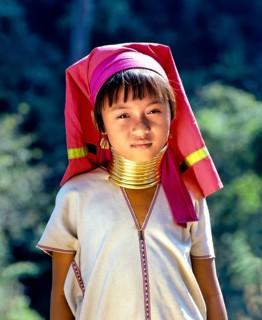 Girl of the Padaung mountain tribe