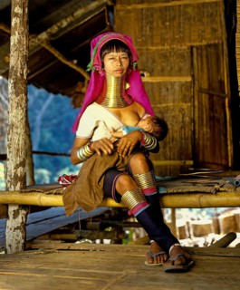 Long-necked woman of the Padaung mountain tribe