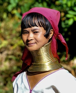 Long-necked woman of the Padaung mountain tribe