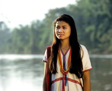 Young Karen woman with traditional clothing