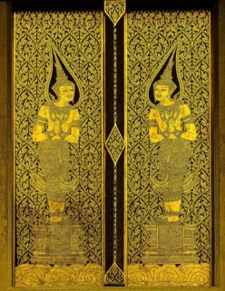 Doors with golden figures