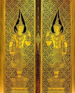 Doors with golden figures
