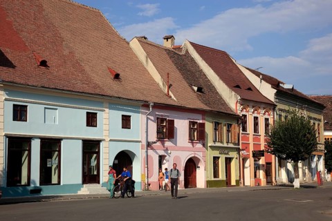 Colourful row of houses