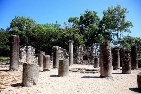 Baptistery from the 6th century in the ruins of the ancient city of Butrint