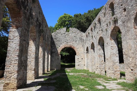 Early Christian-Byzantine basilica in the ruins of the ancient city of Butrint