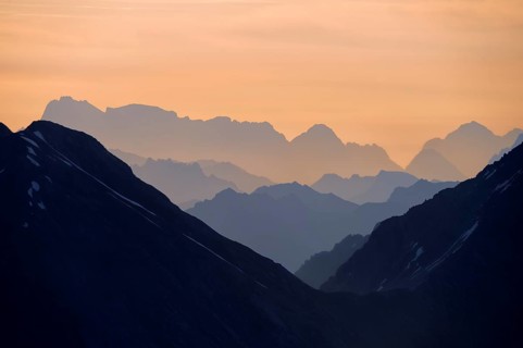 Panoramic view of the mountains at sunrise