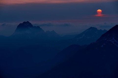 Allgaeu summit with the setting sun