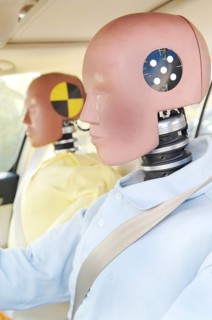Crash test dummies in a car