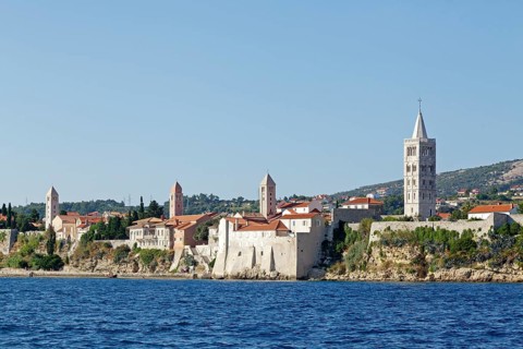Cityscape with four steeples