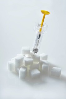 Syringe filled with insulin