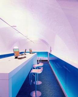 Futuristic internet cafe