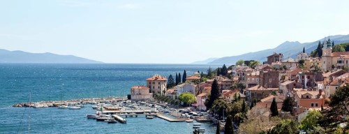 Townscape of Volosko near Opatija on the Mediterranean Sea in Kvarner Bay