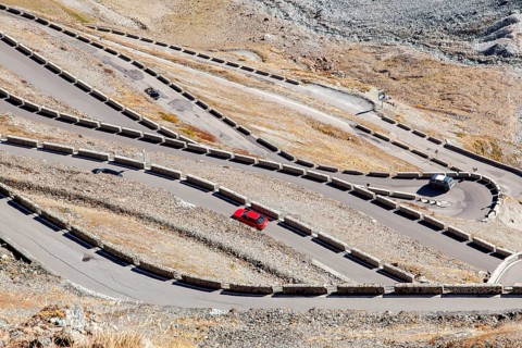 Alpine pass road to Stelvio Pass