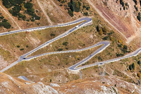 Alpine pass road to Stelvio Pass