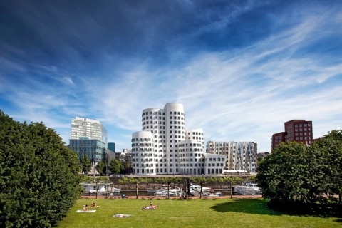 New Zollhof office buildings designed by architect Frank O Gehry