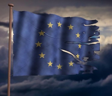 Tattered EU flag