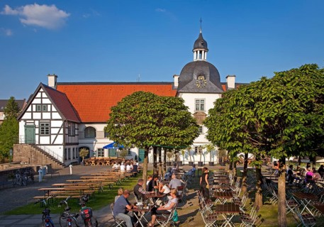 Beer garden at Haus Rodenberg moated castle