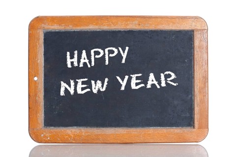 Old school blackboard with the words HAPPY NEW YEAR