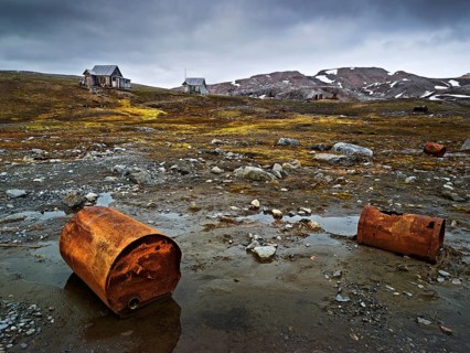 Old rusty barrels