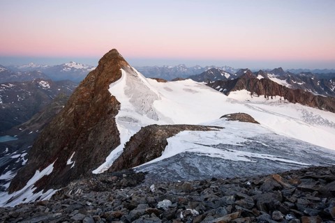Summit of Zuckerhuetl Mountain at dawn