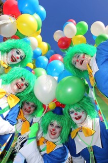 Clowns at a traditional carnival parade