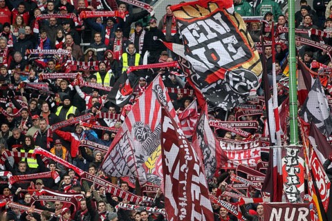 Fans of 1. FC Kaiserslautern at the Fritz-Walter-Stadion