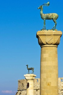 Harbour entrance of Rhodes with Elafos and Elafina