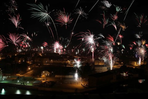 New Year's Eve fireworks over Eilenburg