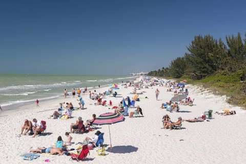 Tourists at the beach of Naples