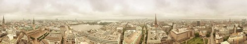 360-degree gigapanorama of Hamburg from the top of St. Peter's Church