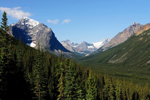 Extensive U-shaped valley or glacial trough in the Rocky Mountains