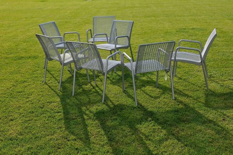 Garden chairs on a lawn