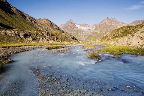 Glacial stream flowing towards Jamtal Valley