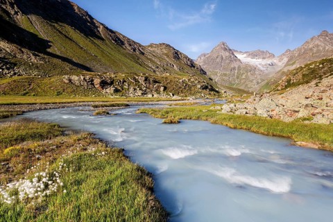 Glacial stream flowing towards Jamtal Valley