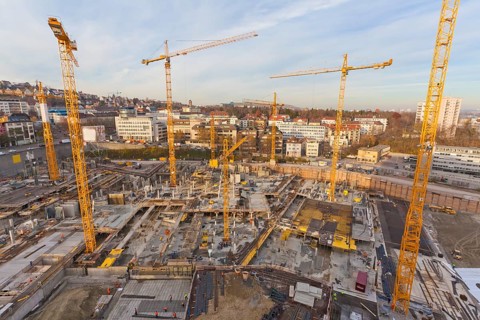 Construction site of MILANEO at Mailaender Platz Square