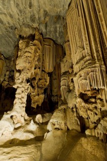 Stalactites and stalagmites in Van Zyl's Hall inside the Cango Caves