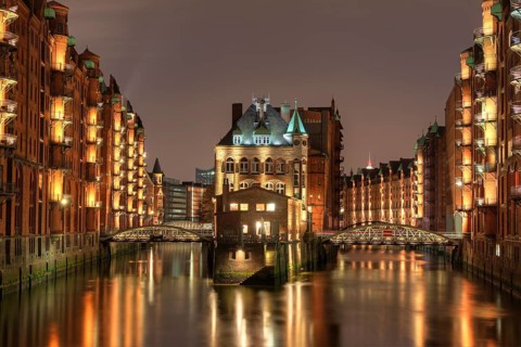 Wasserschloesschen water castle at night