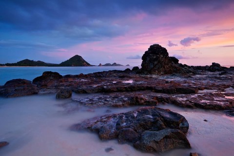 Coastal landscape after sunset