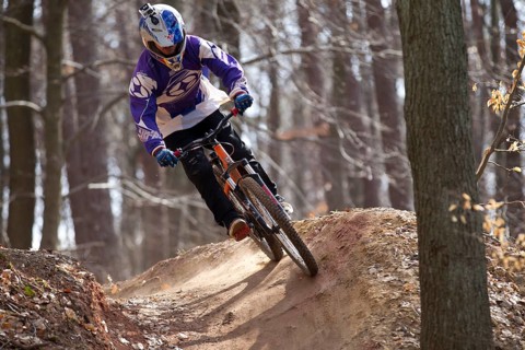 Downhill mountain biker
