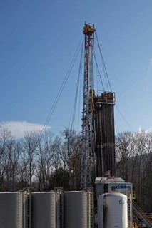 A natural gas well being drilled in rural Lycoming County in preparation for hydraulic fracturing or fracking