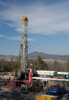 An Atlas Energy Resources natural gas well being drilled in rural Lycoming County in preparation for hydraulic fracturing or fracking