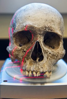 A scanner making a 3D photograph of the skull of an unidentified migrant