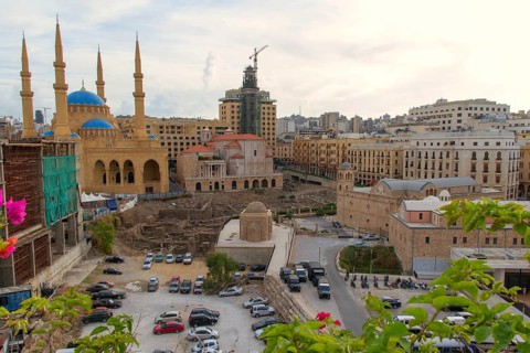 Roman excavations in front of the Mohammed al-Amin Mosque