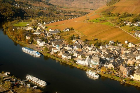 Moselle Valley with Traben-Trarbach in autumn