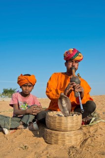 Rajasthani snake charmer with a turban