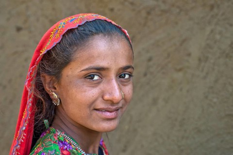 Girl with a headscarf and jewellery