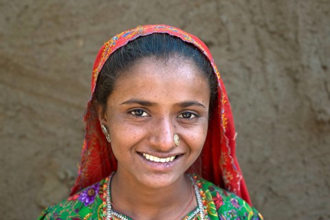 Girl with a headscarf and jewellery