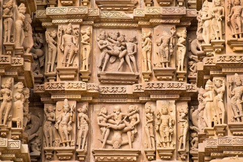 Relief depicting erotic scenes