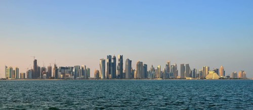 Skyline of Doha in the evening light