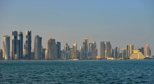Skyline of Doha in the evening light